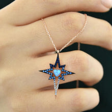North Star Necklace ¥ Blue Zircon Necklace ¥ Fire Opal Necklace - Trending Silver Gifts