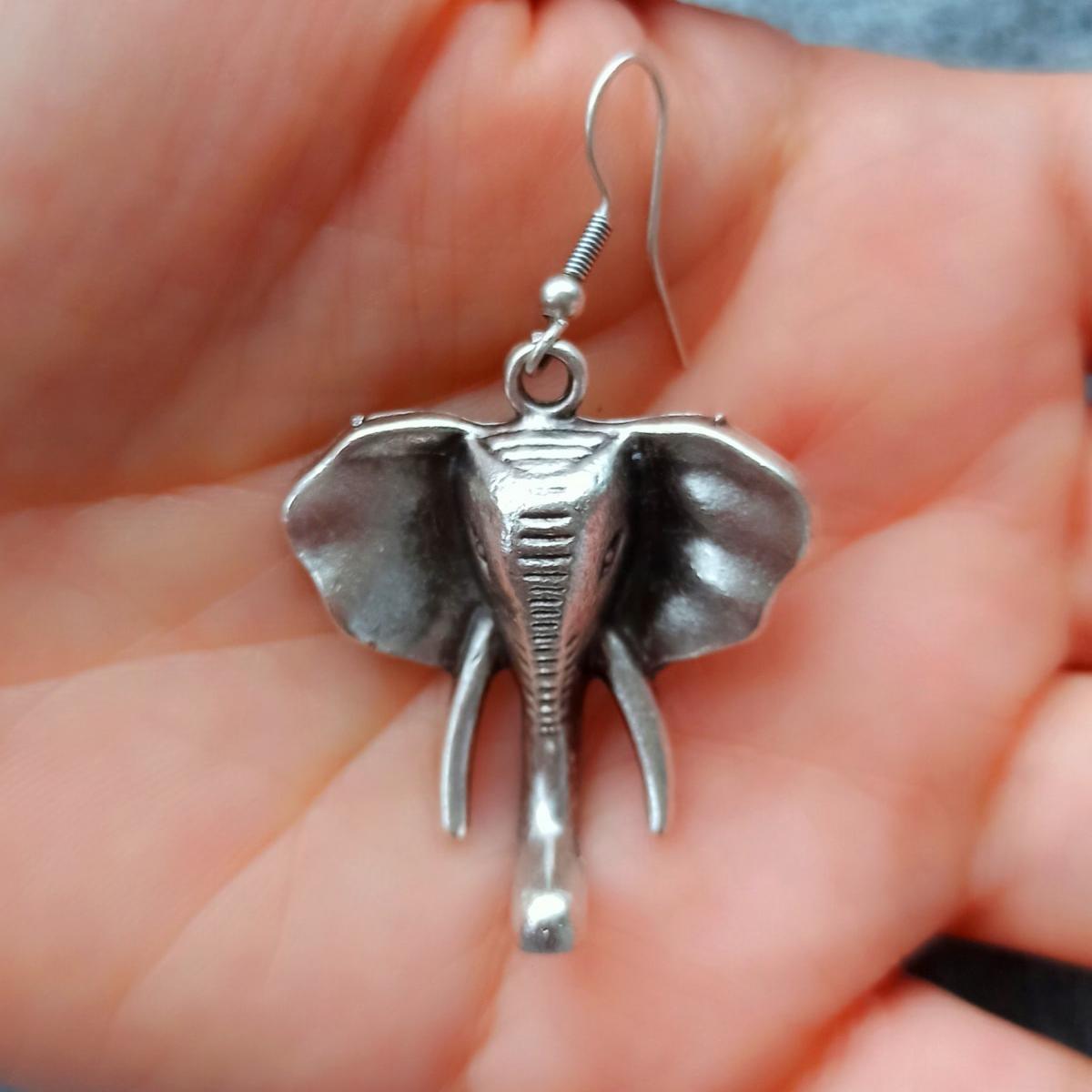 Elephant Hoop Earrings • Sterling Silver Gothic Earrings, Gift For Her - Trending Silver Gifts