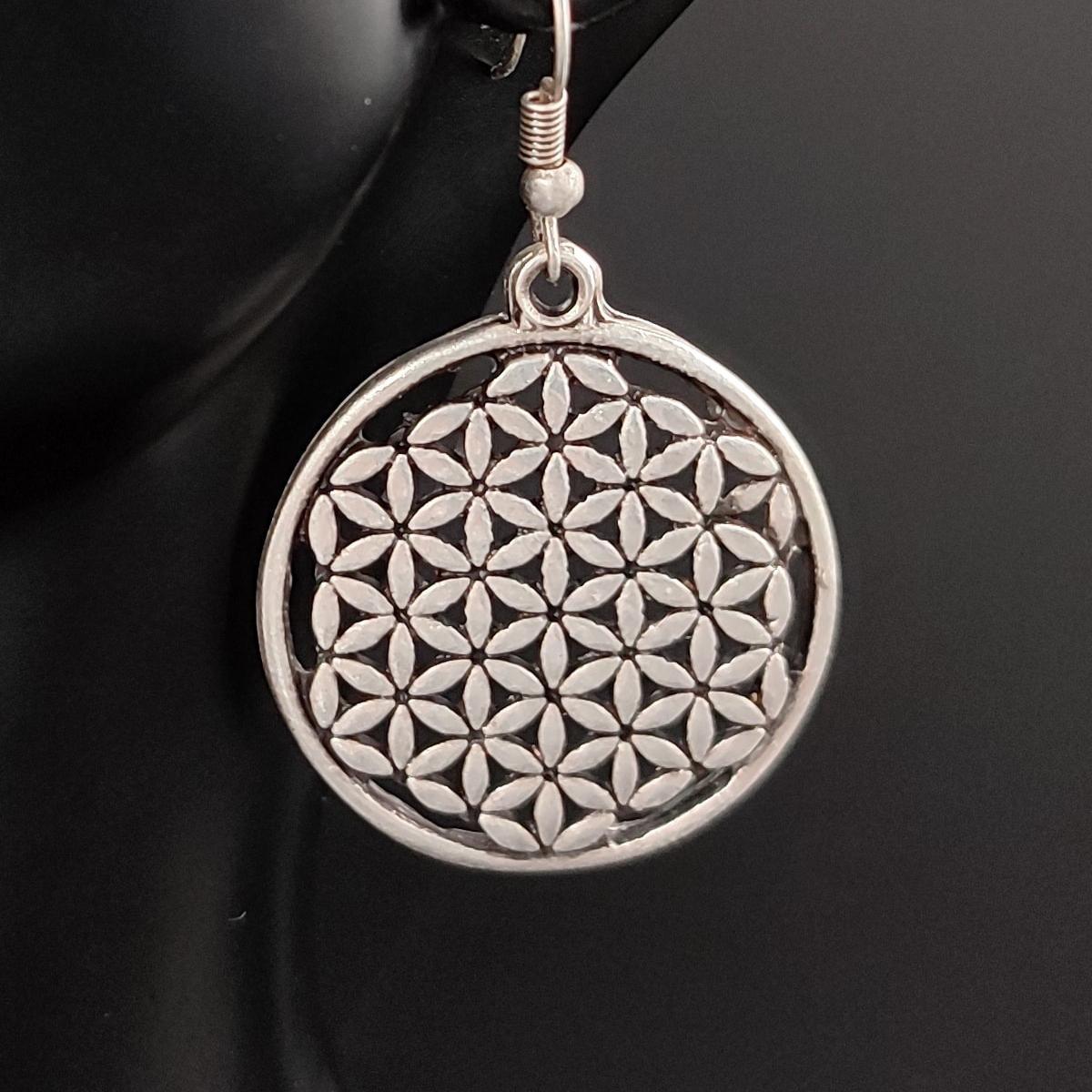 Flower Of Life Earrings ¥ Sterling Silver Handmade Earrings - Trending Silver Gifts