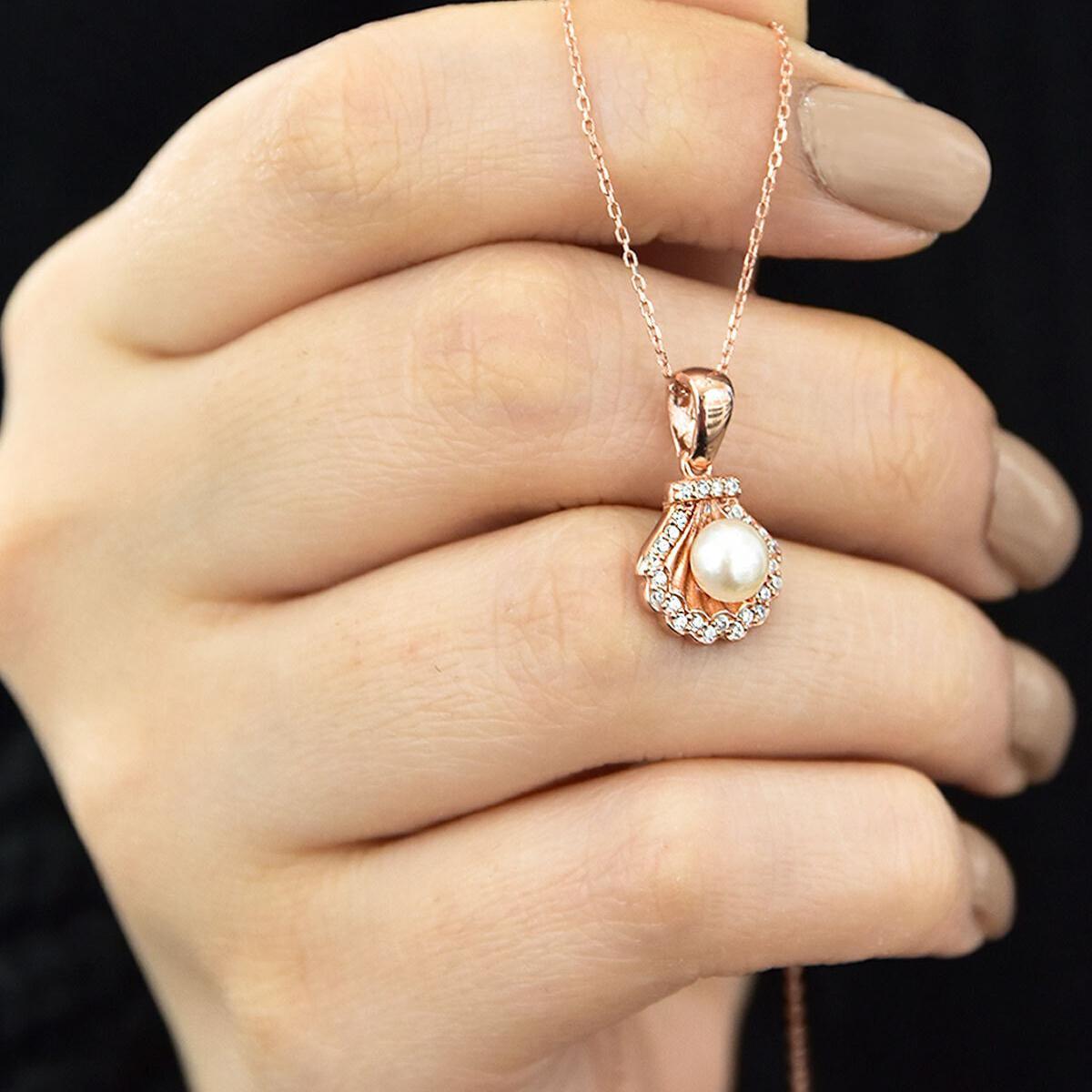 Shell Pearl Necklace ¥ Pearl Pendant Necklace ¥ Vintage Pearl Necklace - Trending Silver Gifts