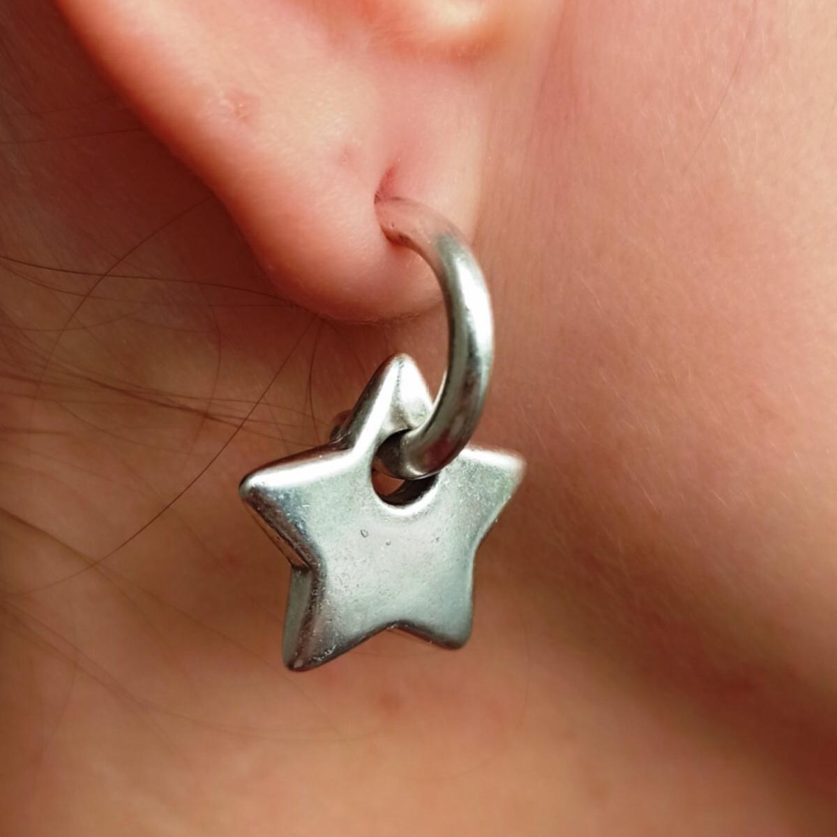 Star Drop Earrings • Star Earrings Silver • Star Earrings Hoop - Trending Silver Gifts