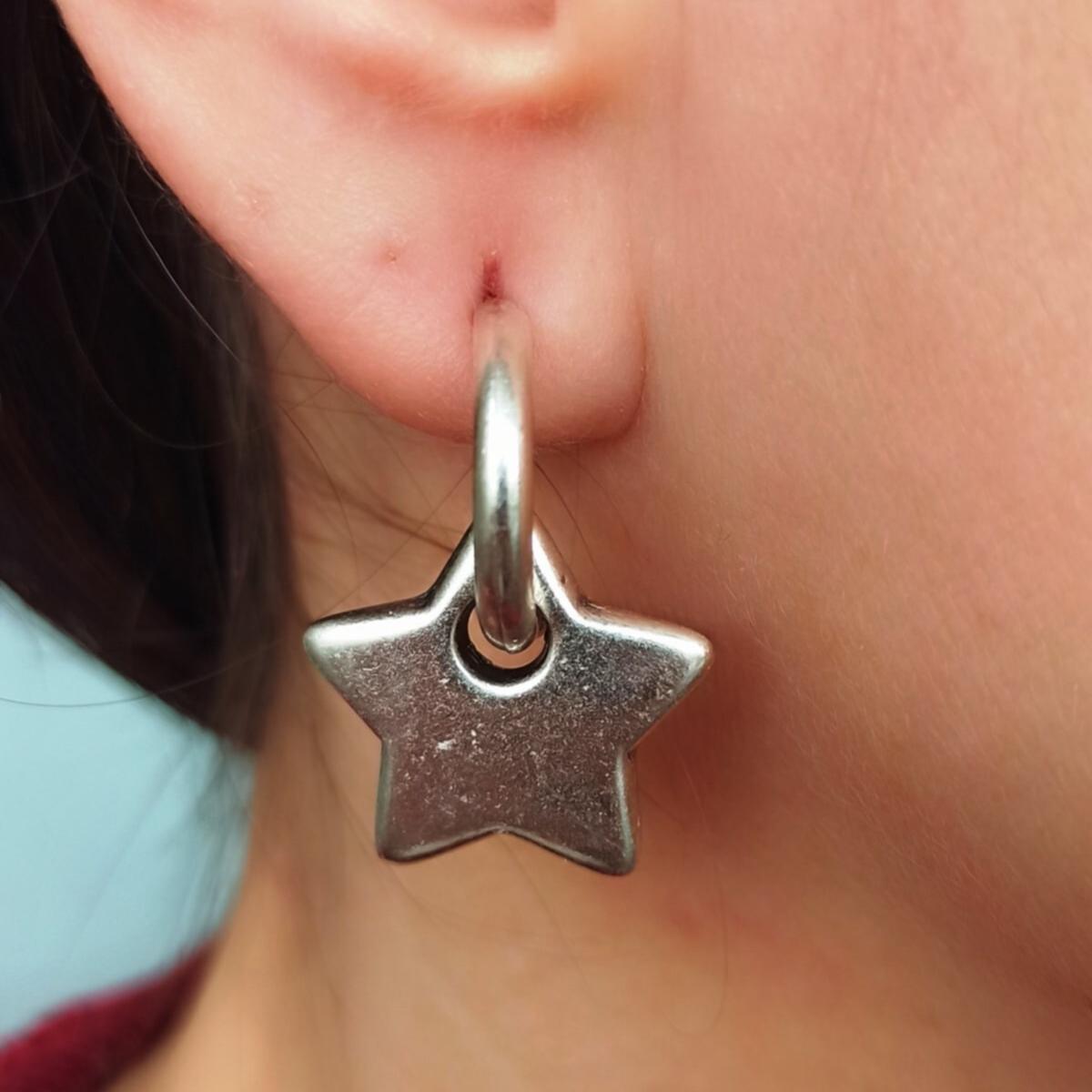 Star Drop Earrings • Star Earrings Silver • Star Earrings Hoop - Trending Silver Gifts