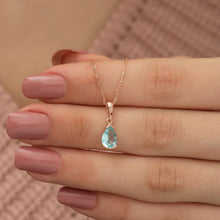 Aquamarine Teardrop Necklace ¥ Aquamarine Birthstone Necklace Silver - Trending Silver Gifts