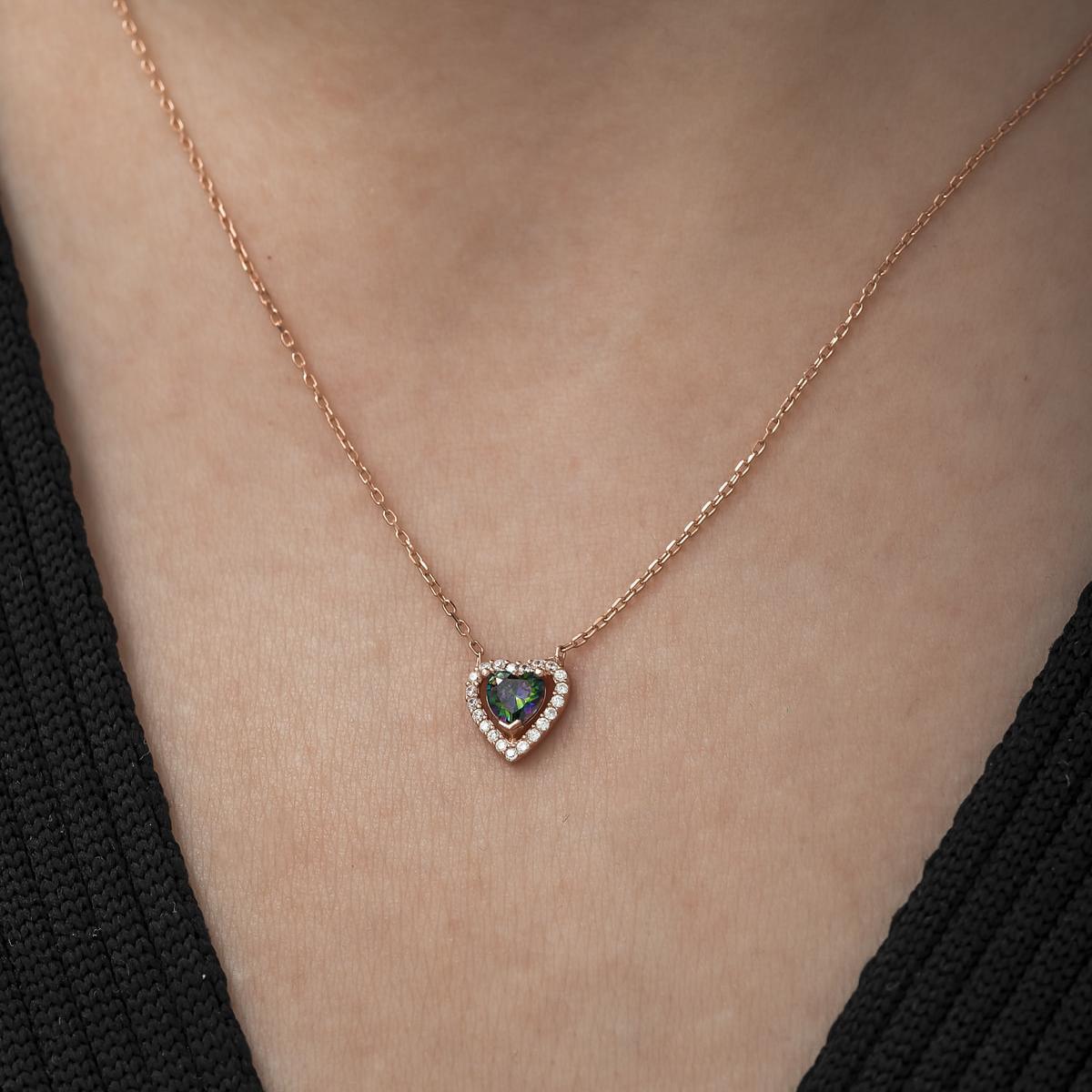 Mystic Topaz Diamond Heart Necklace • November Birthstone Necklace - Trending Silver Gifts