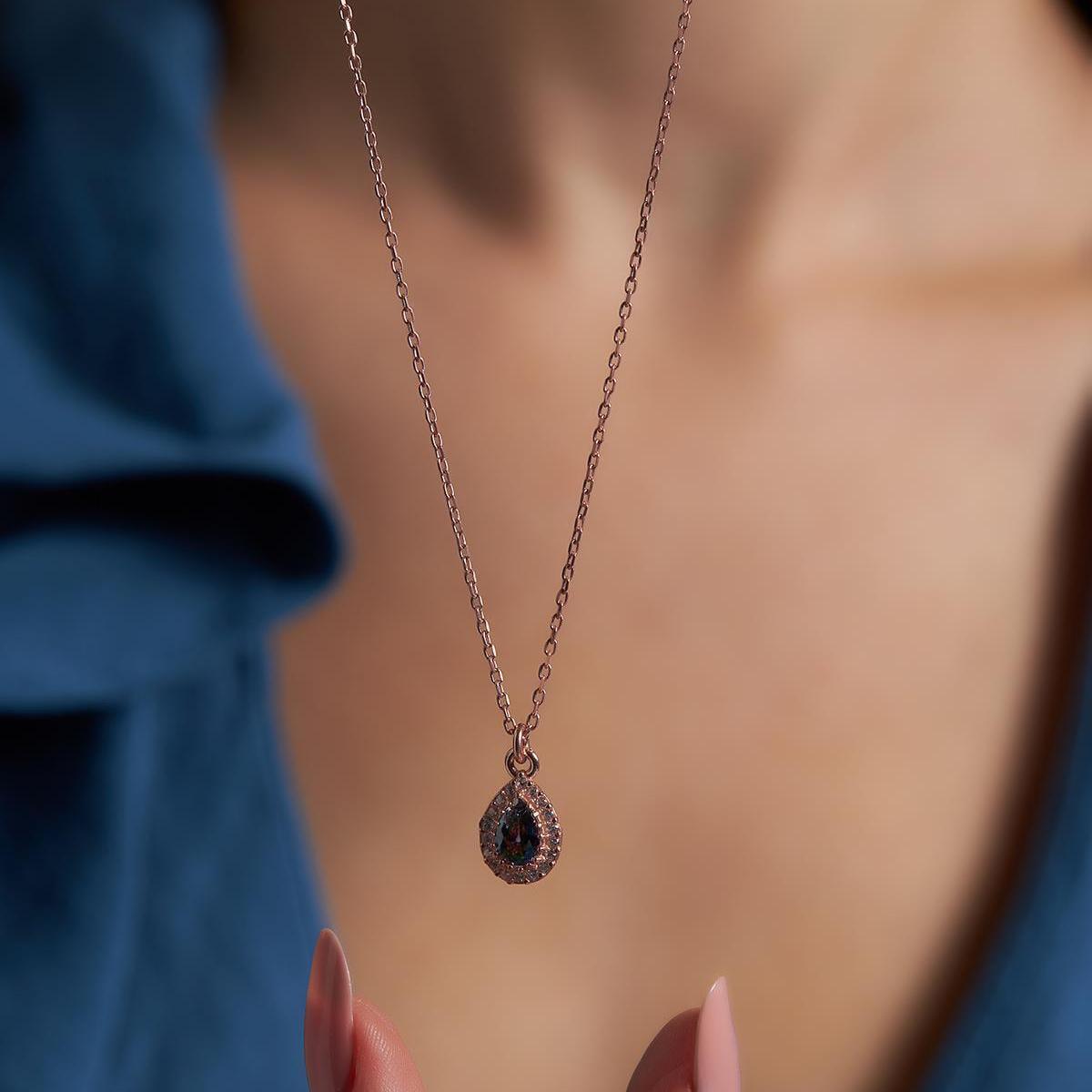 Tear Drop Topaz November Birthstone Necklace • Mystic Topaz Necklaces - Trending Silver Gifts