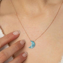 Blue Turquoise Moon Crescent Necklace ¥ Turquoise Necklace Pendant - Trending Silver Gifts
