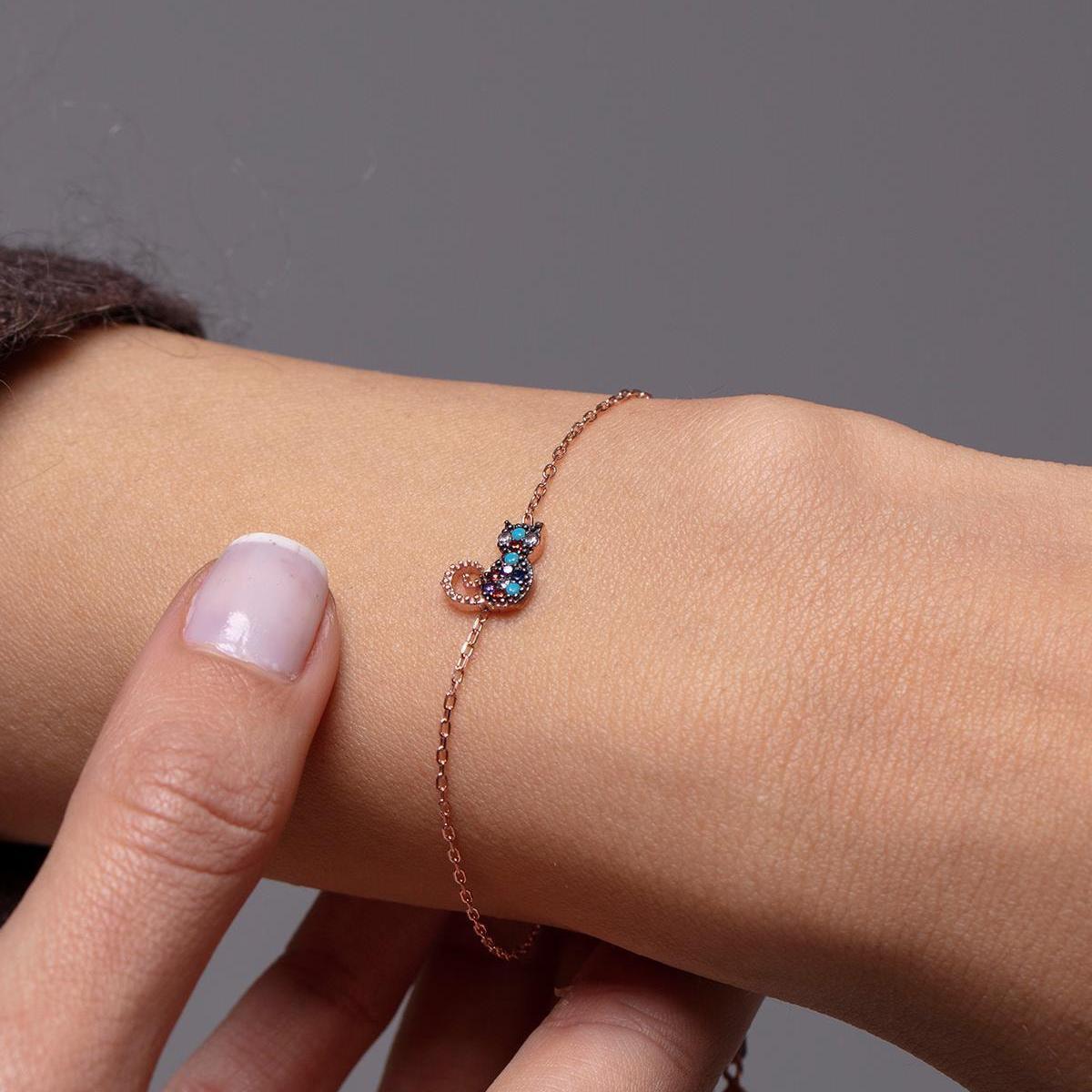 Cat Bracelet Sterling Silver ¥ Cat Bracelet Charm ¥ Gift For Her - Trending Silver Gifts