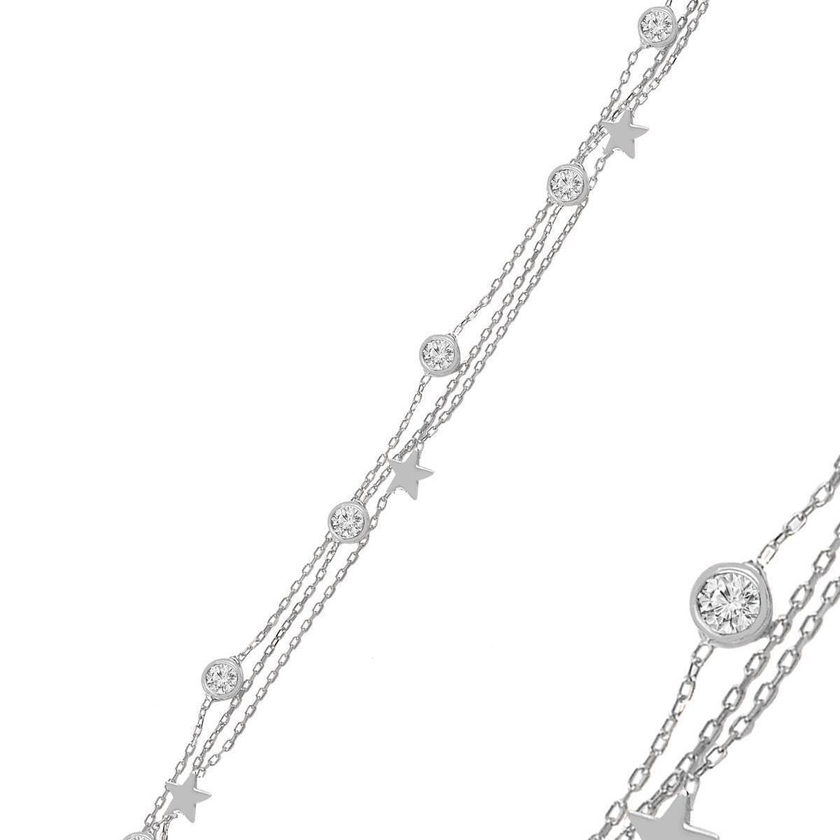 Star Bracelet Silver • Solitaire Diamond Bracelet • Gift For Her - Trending Silver Gifts
