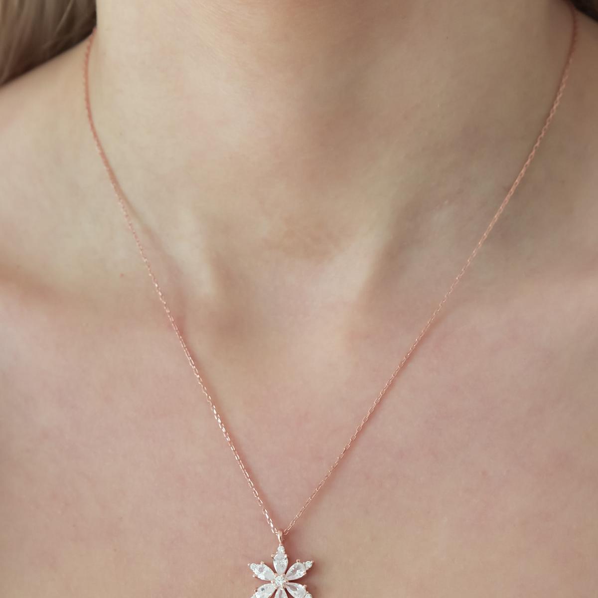 White Lotus Flower Necklace • Lotus Diamond Necklace • Yoga Gift - Trending Silver Gifts