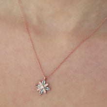 Aquamarine And Diamond Flower Necklace ¥ Lotus Diamond Necklace - Trending Silver Gifts