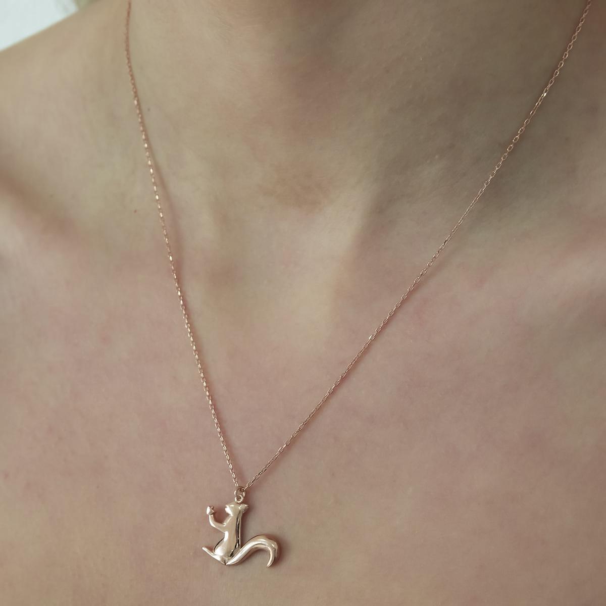 Squirrel Necklace Pendant • Sterling Silver Squirrel Necklace - Trending Silver Gifts