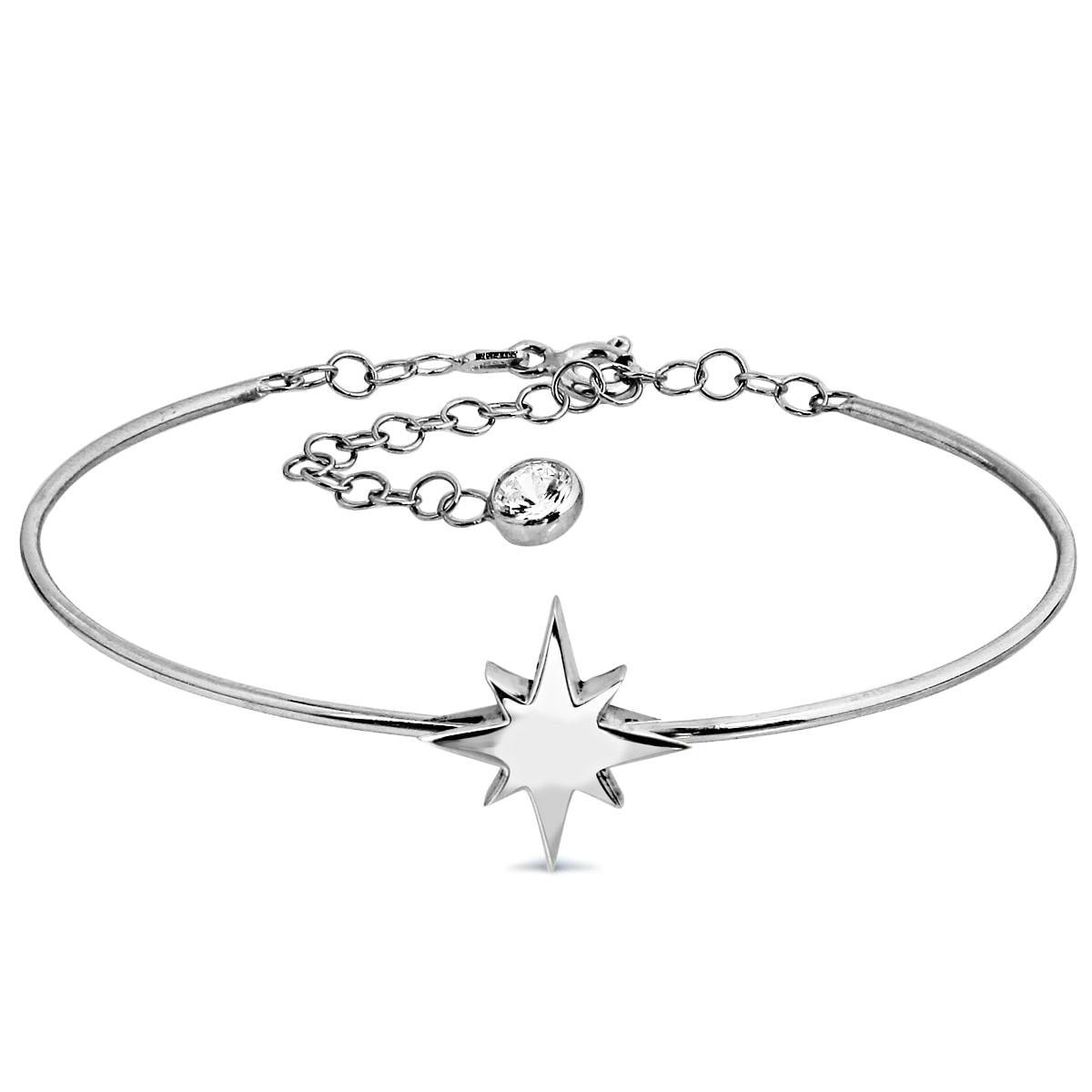 North Star Silver Bangle Braclet • Bridesmaid Gift For Wedding - Trending Silver Gifts