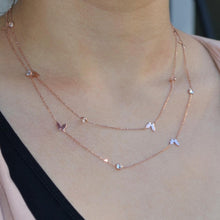 Layered Diamond Butterfly Necklace ¥ Sterling Silver Layered Necklace - Trending Silver Gifts