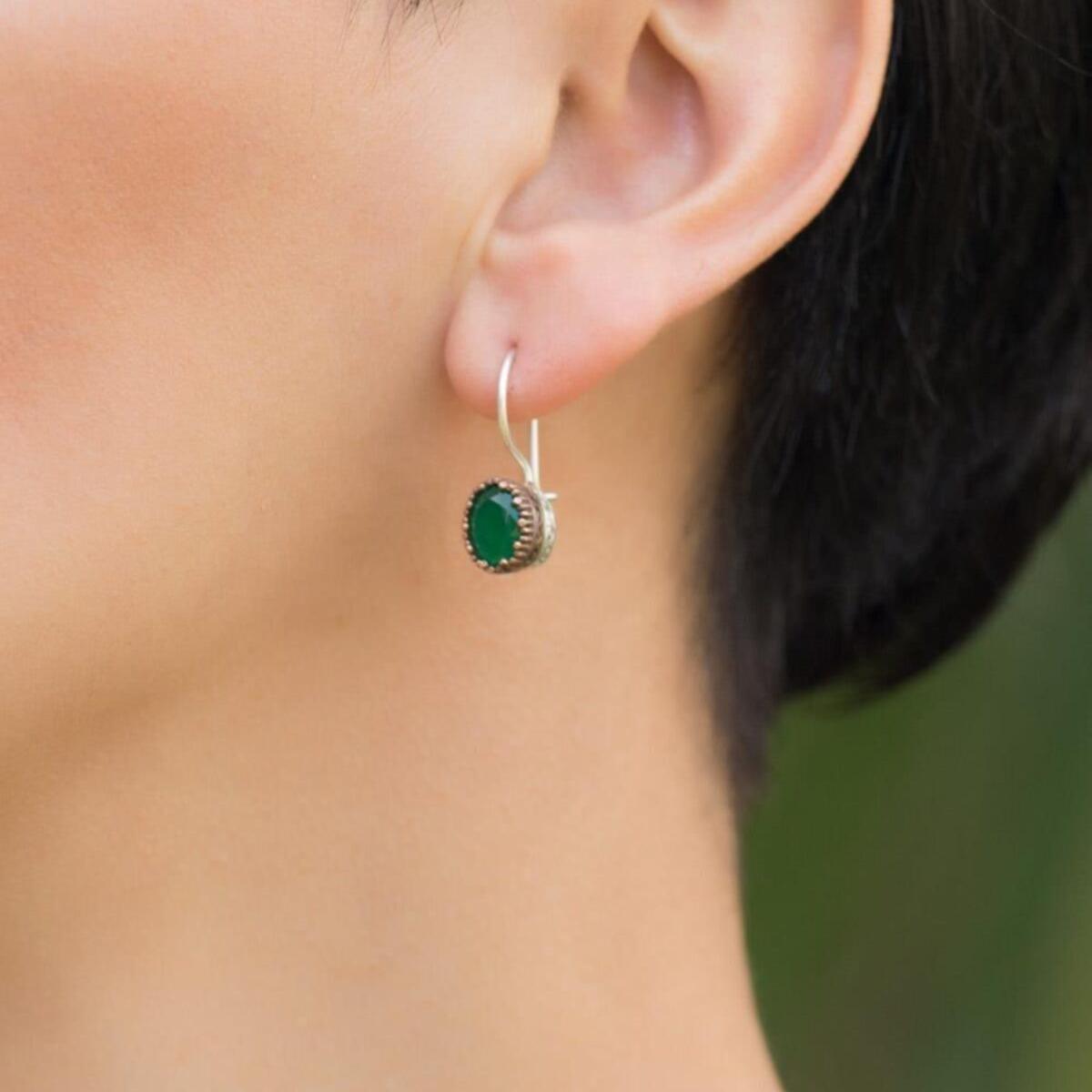 Emerald Cut Earrings • Emerald Earrings Drop, Vintage Emerald Earrings - Trending Silver Gifts