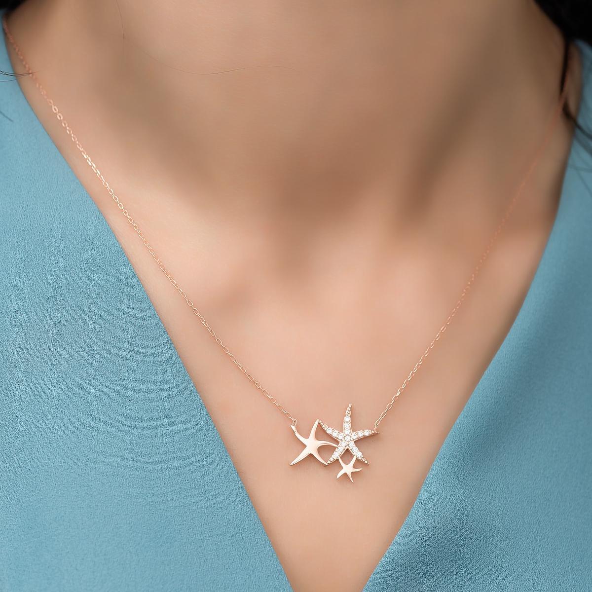 Diamond Starfish Necklace • Starfish Necklace Silver • Gift For Mom - Trending Silver Gifts