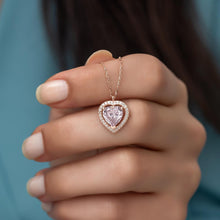 Tourmaline Birthstone Heart Necklace ¥ Pink Stone Heart Necklace - Trending Silver Gifts