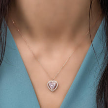 Tourmaline Birthstone Heart Necklace ¥ Pink Stone Heart Necklace - Trending Silver Gifts