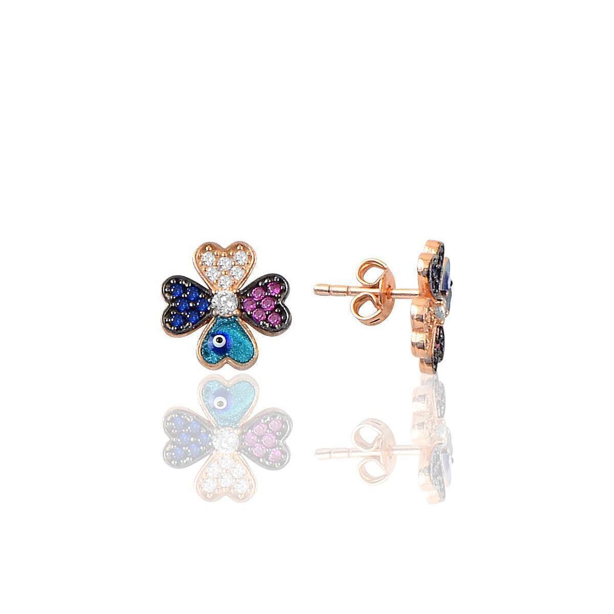 Four Leaf Clover Earrings Silver • Four Leaf Clover Stud Earrings - Trending Silver Gifts