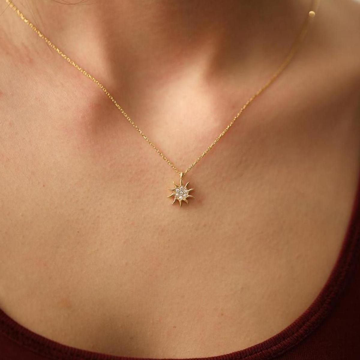 April Diamond Birthstone Necklace • Sunshine Necklace • Gift For Her - Trending Silver Gifts