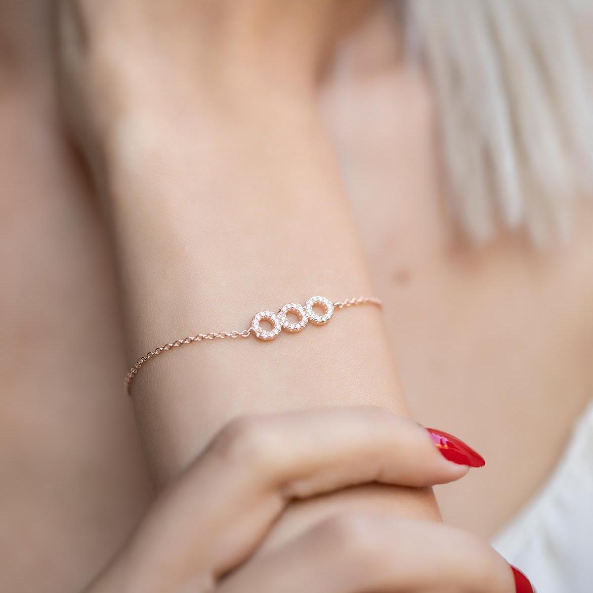 Rose Gold Circle Bracelet • Circle and Luck Bracelet • Lucky Charm - Trending Silver Gifts