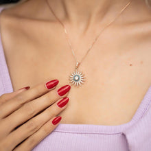 Cambodian Blue Zircon Sun Necklace ¥ Sunburst Diamond Necklace - Trending Silver Gifts