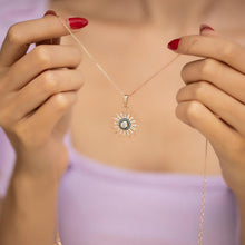 Cambodian Blue Zircon Sun Necklace ¥ Sunburst Diamond Necklace - Trending Silver Gifts