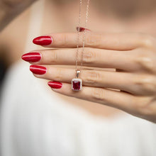 Ruby Baguette Necklace ¥ July Birthstone Jewelry ¥ July Leo Birthstone - Trending Silver Gifts