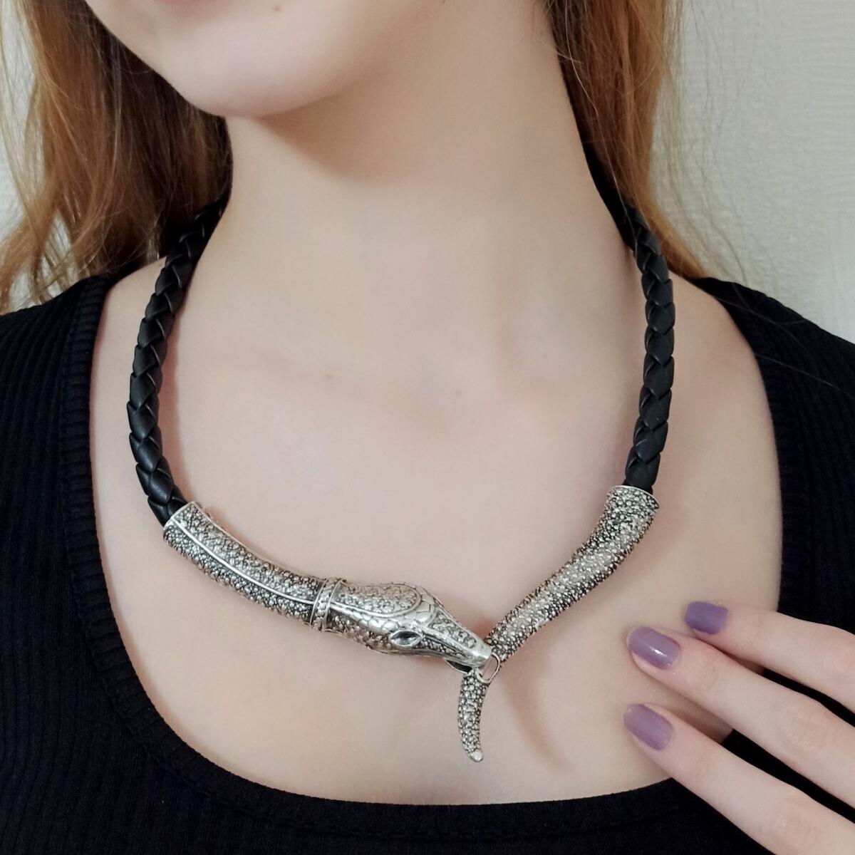 Antique Necklace Jewellery • Snake Necklace Silver • Gift For Her - Trending Silver Gifts