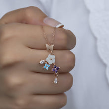 Ivy Flower and Butterfly Necklace  ¥ Dangle Flower Necklace - Trending Silver Gifts