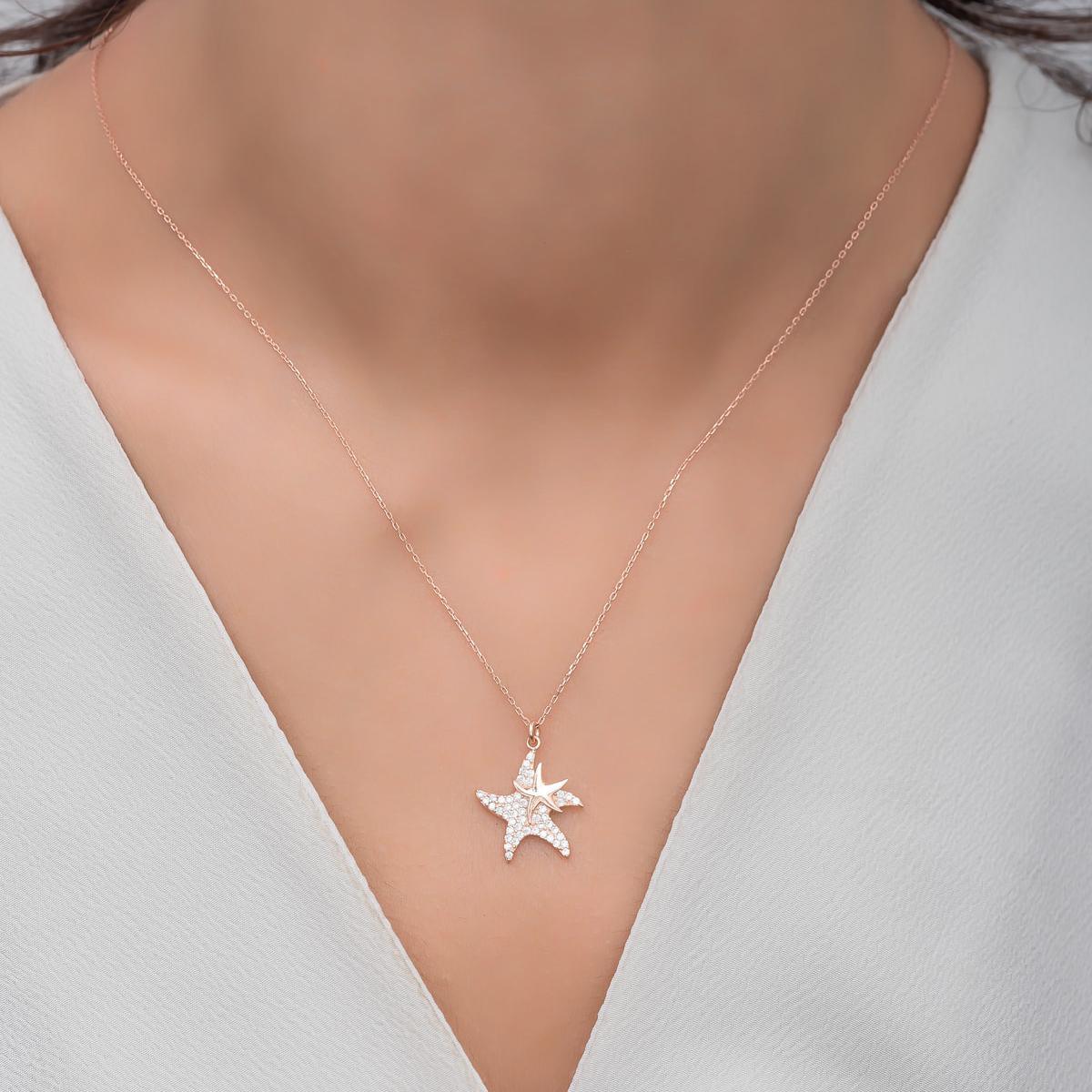 Starfish Diamond Pendant • Star Necklace Gold • Star Sign Necklace - Trending Silver Gifts