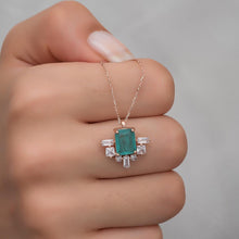 Green Birthstone Necklace ¥ Green Baugette Necklace ¥ Zircon Necklace - Trending Silver Gifts