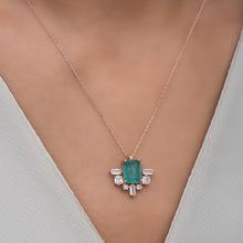 Green Birthstone Necklace ¥ Green Baugette Necklace ¥ Zircon Necklace - Trending Silver Gifts