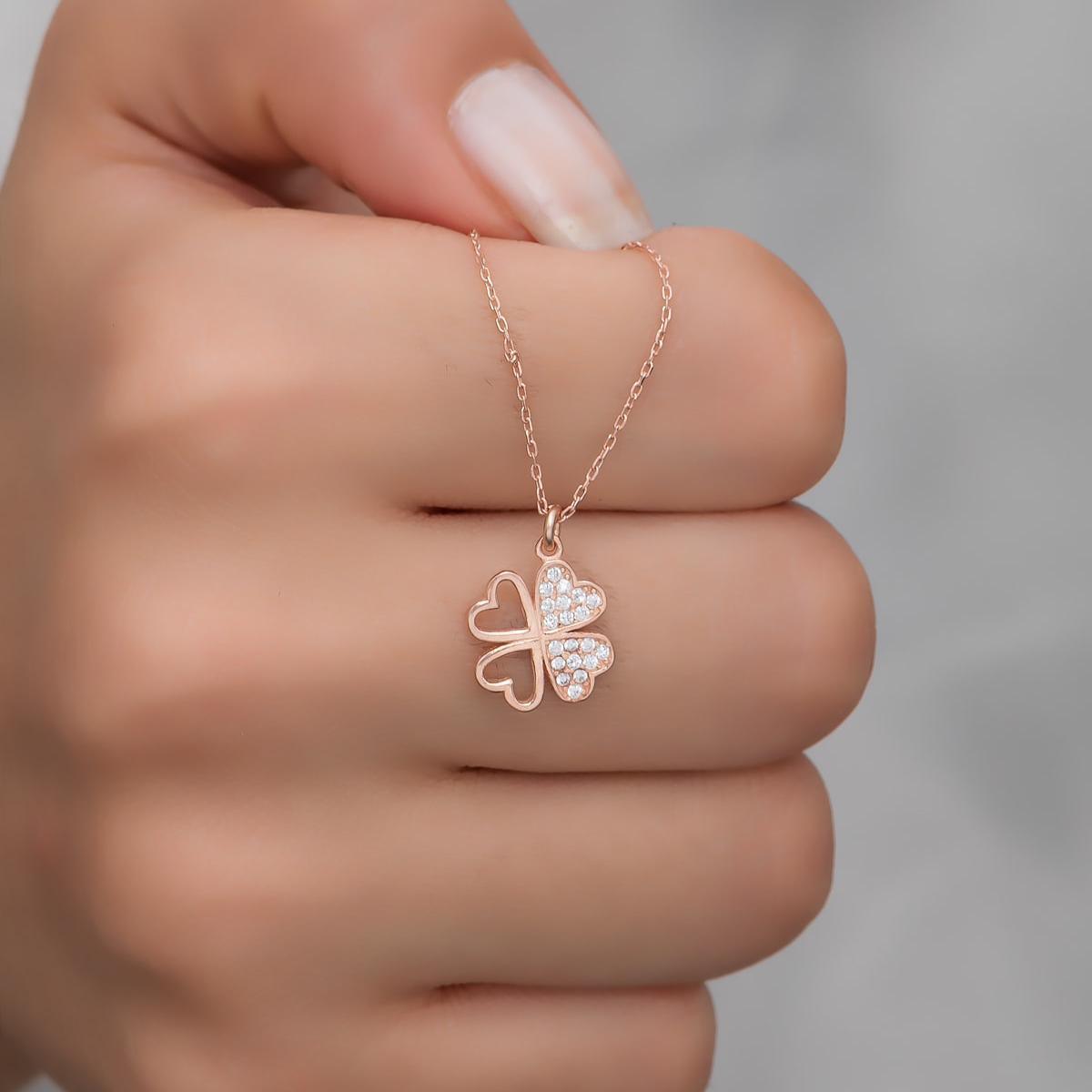 Clover Heart Necklace • Four Leaf Clover Necklace • Gift For Mom - Trending Silver Gifts