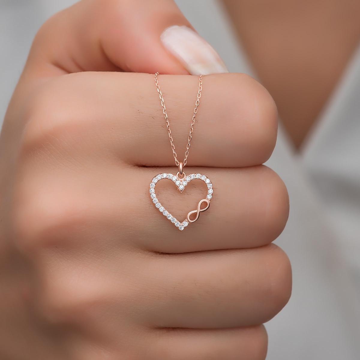 Rose Gold Tiny Infinity Necklace • Infinity Symbol Heart Necklace - Trending Silver Gifts