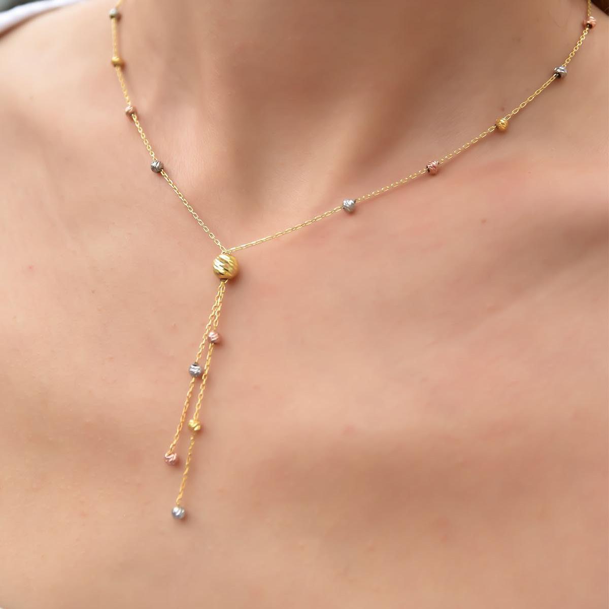 Dangle Station Necklace ¥ Gold Droplet Necklace ¥ Dangle Necklace Gold - Trending Silver Gifts