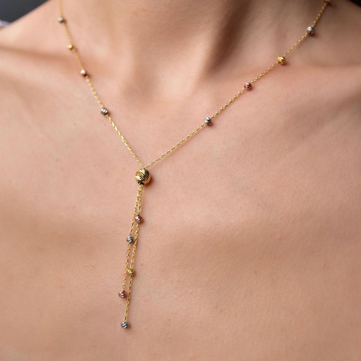 Dangle Station Necklace • Gold Droplet Necklace • Dangle Necklace Gold - Trending Silver Gifts