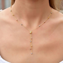 Dangle Station Necklace ¥ Gold Droplet Necklace ¥ Dangle Necklace Gold - Trending Silver Gifts