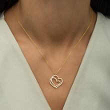 Double Heart Necklace Diamond ¥ Diamond Heart Necklace ¥ Gift For Her - Trending Silver Gifts