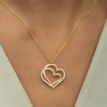 Double Heart Necklace Diamond ¥ Diamond Heart Necklace ¥ Gift For Her - Trending Silver Gifts