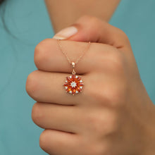 Crystal Citrine Lotus Necklace ¥ Lotus Orange Birtstone Necklace - Trending Silver Gifts