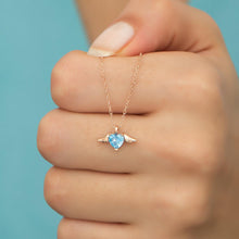 Aquamarine Angel Wings Necklace Gold ¥ Angel Wing Necklace Gold - Trending Silver Gifts