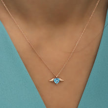 Aquamarine Angel Wings Necklace Gold ¥ Angel Wing Necklace Gold - Trending Silver Gifts