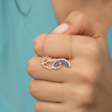 Rainbow Necklace Charm ¥ Cloud Necklace With Raindrops ¥ Gift For Mom - Trending Silver Gifts