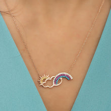 Rainbow Necklace Charm ¥ Cloud Necklace With Raindrops ¥ Gift For Mom - Trending Silver Gifts