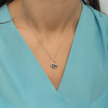 Cat On The Crescent Moon Necklace ¥ Mystic Topaz Silver Cat Necklace - Trending Silver Gifts