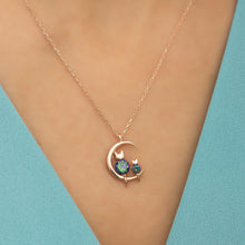 Cat On The Crescent Moon Necklace ¥ Mystic Topaz Silver Cat Necklace - Trending Silver Gifts