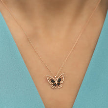 Black Zirconia Butterfly Necklace ¥ Black Butterfly Pendant Necklace - Trending Silver Gifts