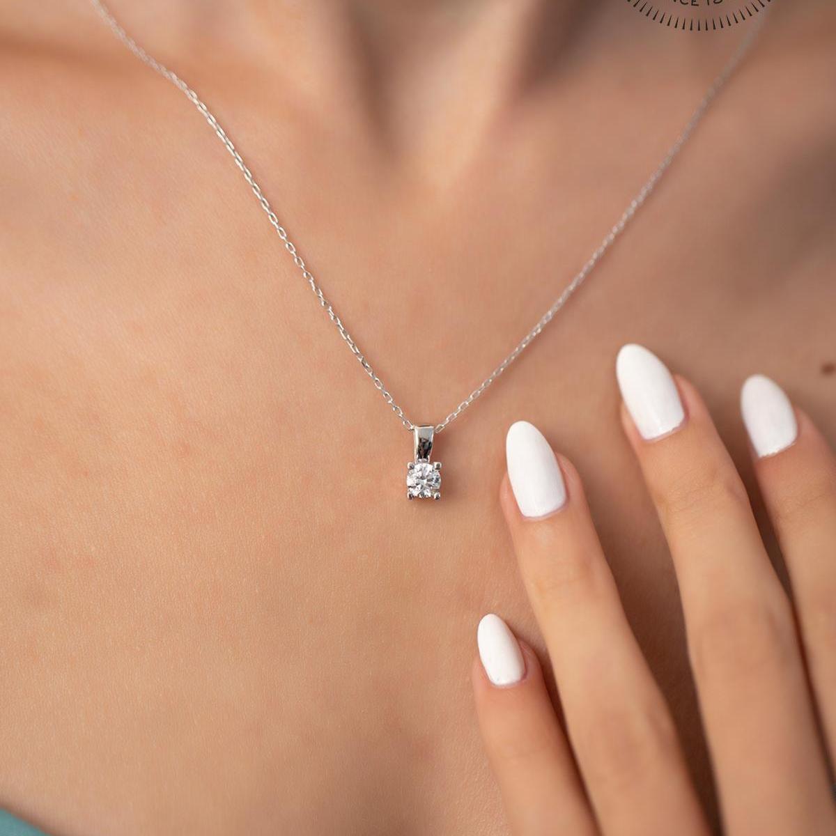Swarovski Crystal Silver Necklace • Solitaire Swarovski Necklace - Trending Silver Gifts