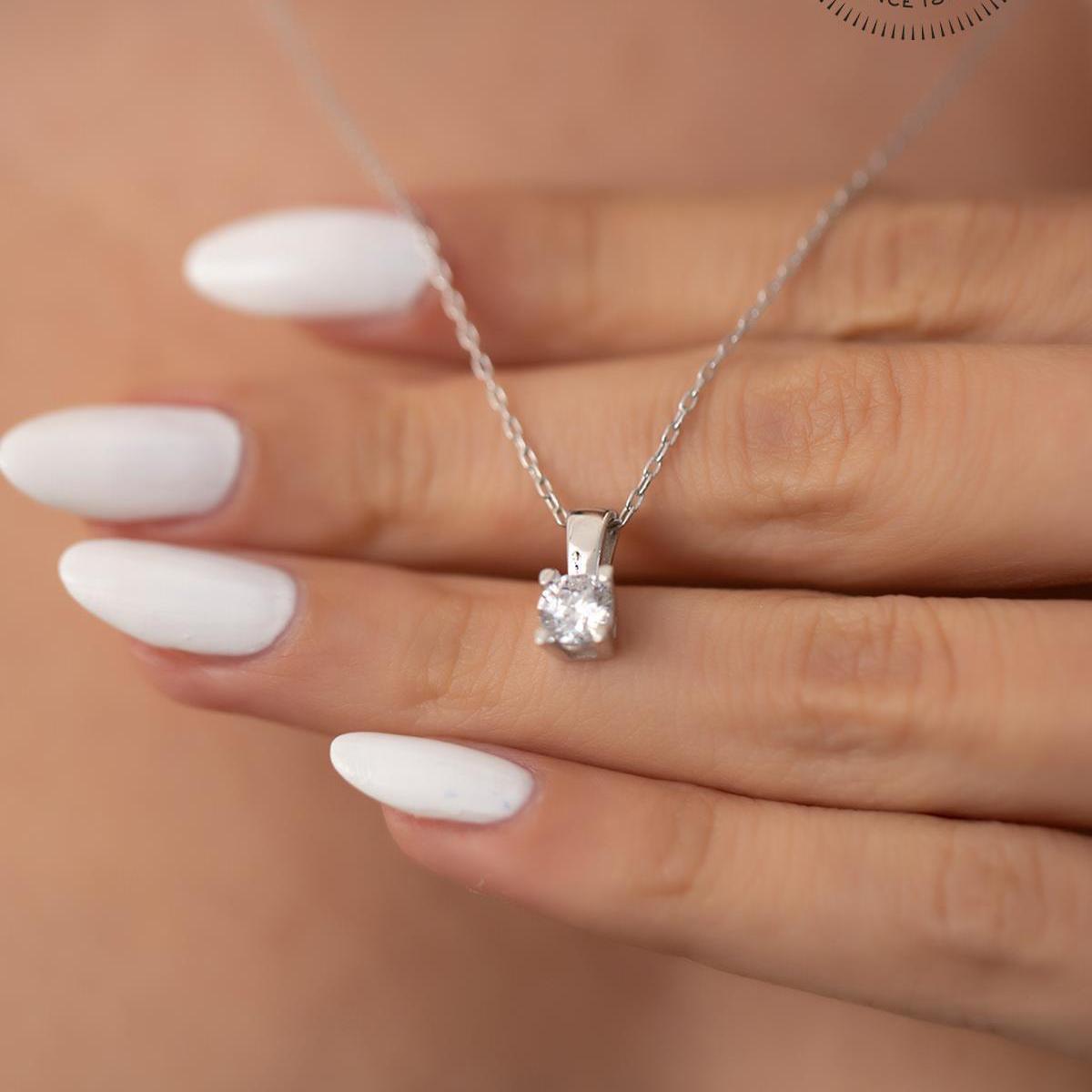 Swarovski Crystal Silver Necklace • Solitaire Swarovski Necklace - Trending Silver Gifts