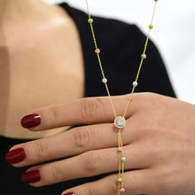 Dangle Satellite Chain Necklace Gold ¥ Dangle Station Necklace - Trending Silver Gifts